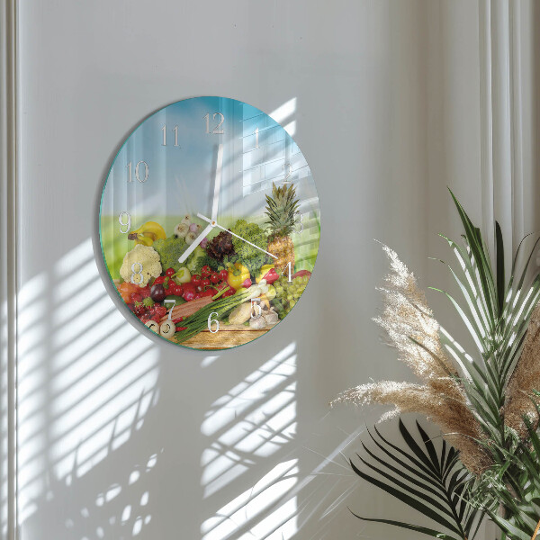 Ronde glazen klok Groenten en fruit