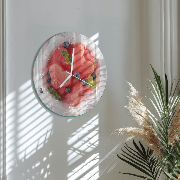 Ronde glazen klok Watermeloenhart