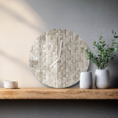 Ronde glazen klok Houten mozaïek