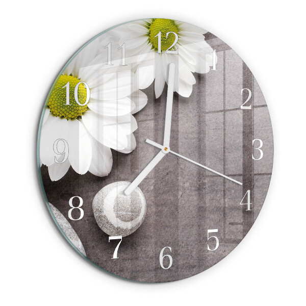 Ronde glazen klok Bloemen en stenen