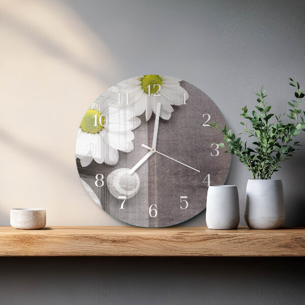 Ronde glazen klok Bloemen en stenen