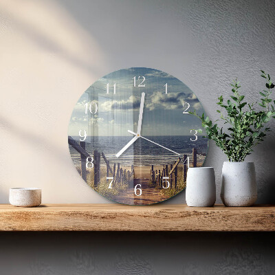 Ronde glazen klok strand zee
