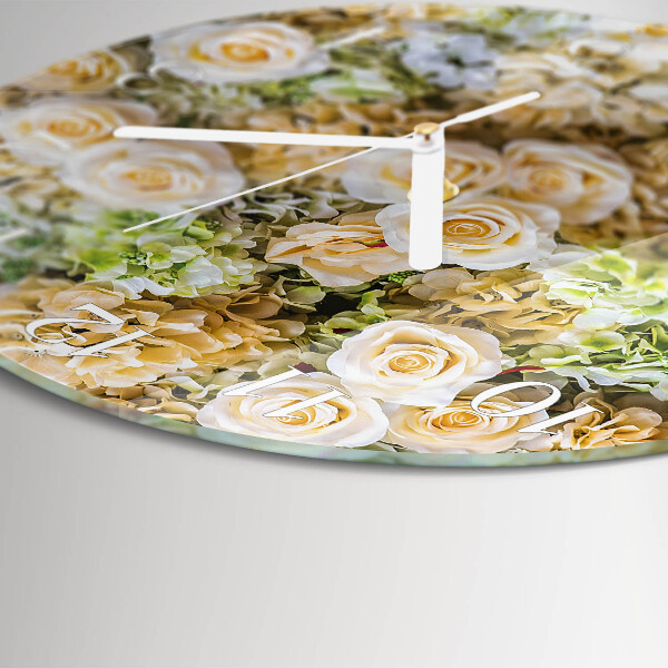 Ronde glazen klok Elegante bloemen