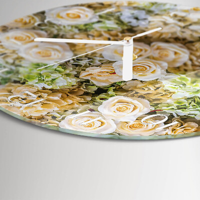Ronde glazen klok Elegante bloemen