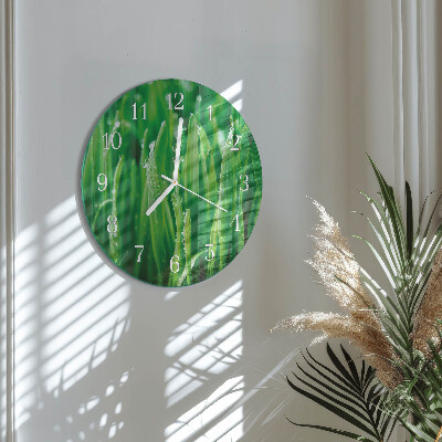 Ronde glazen klok Groen gras