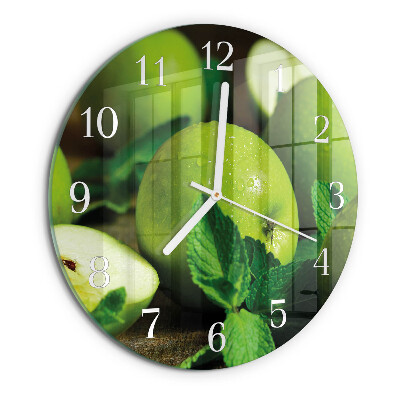 Ronde glazen klok Groene appels