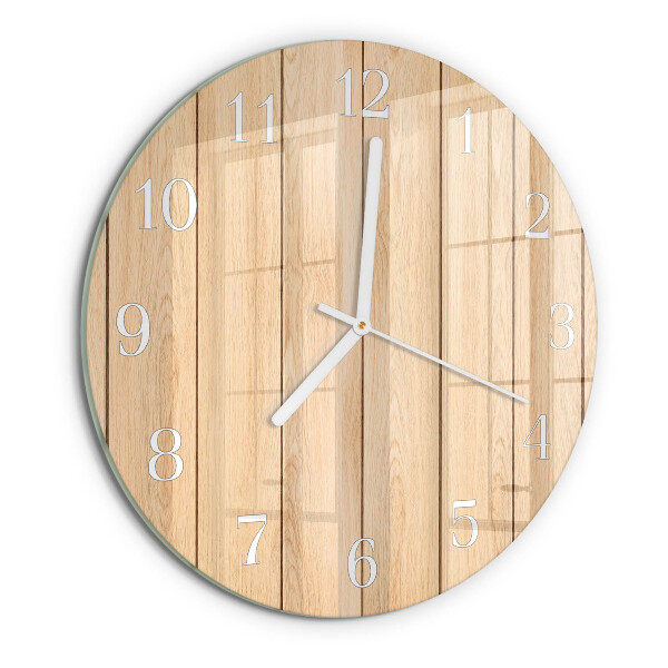 Ronde glazen klok Hout