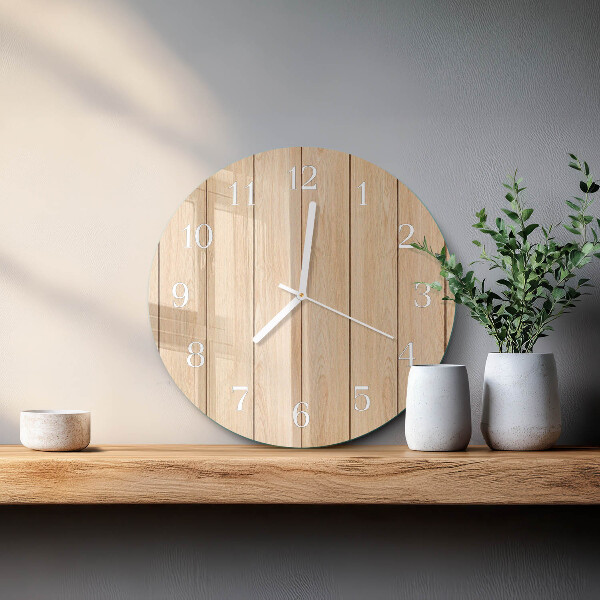 Ronde glazen klok Hout