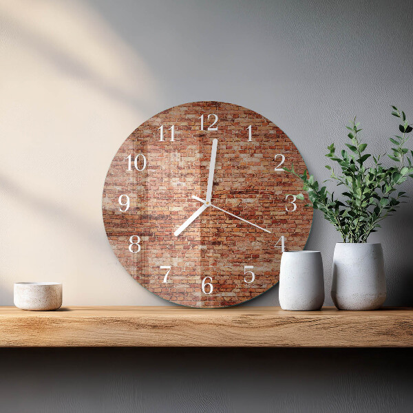 Ronde glazen klok Bakstenen muur