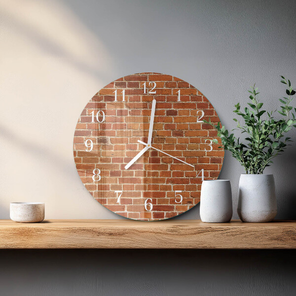 Ronde glazen klok Bakstenen muur