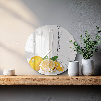 Ronde glazen klok Citroenen