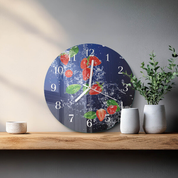 Ronde glazen klok Aardbeien