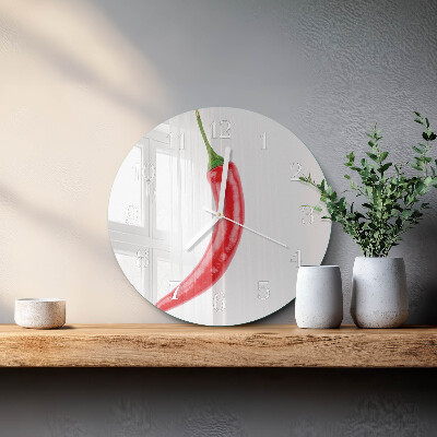 Ronde glazen klok Chilipeper