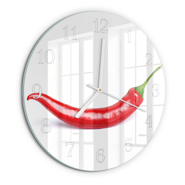 Ronde glazen klok Chilipeper