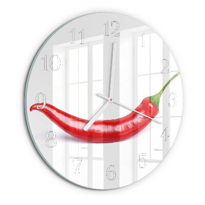 Ronde glazen klok Chilipeper