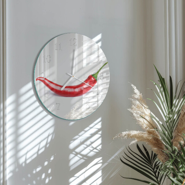 Ronde glazen klok Chilipeper