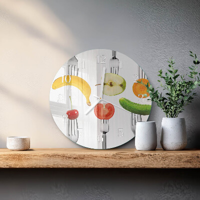 Ronde glazen klok Fruit