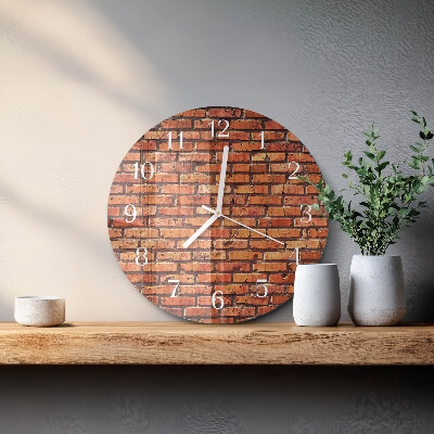 Ronde glazen klok Bakstenen muur