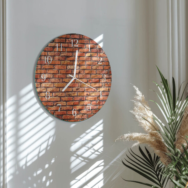 Ronde glazen klok Bakstenen muur