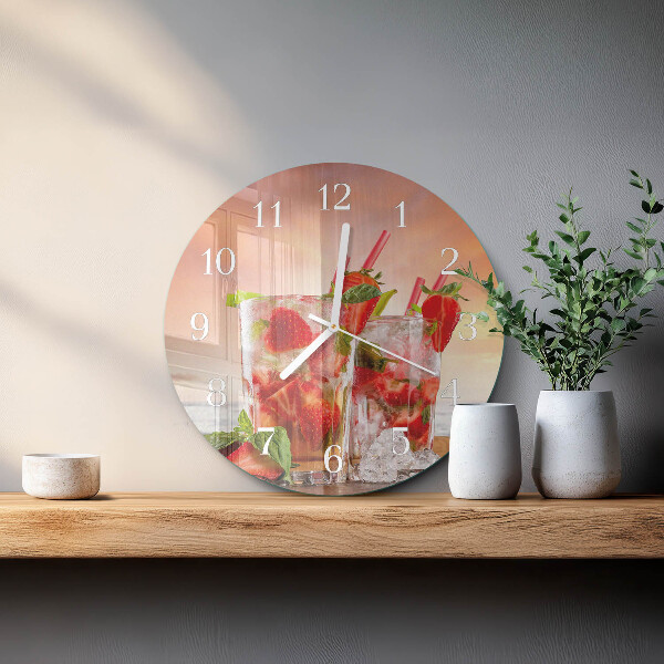 Ronde glazen klok Aardbeien