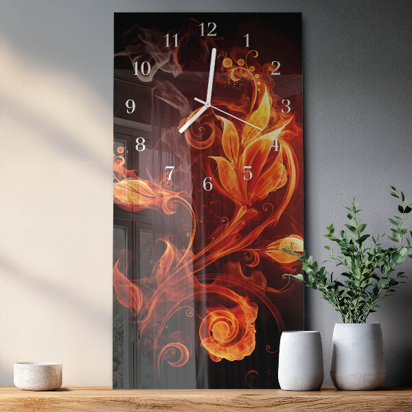 Glazen klok rechthoekige Abstracte bloemen