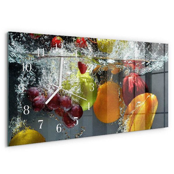 Glazen wandklok rechthoekig Fruit