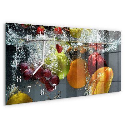 Glazen wandklok rechthoekig Fruit