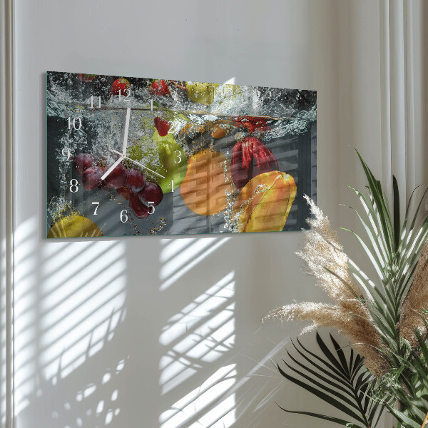 Glazen wandklok rechthoekig Fruit