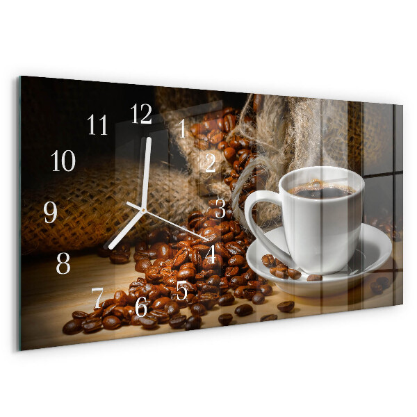 Glazen wandklok rechthoekig Koffie