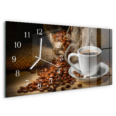 Glazen wandklok rechthoekig Koffie