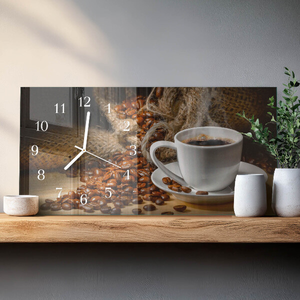 Glazen wandklok rechthoekig Koffie