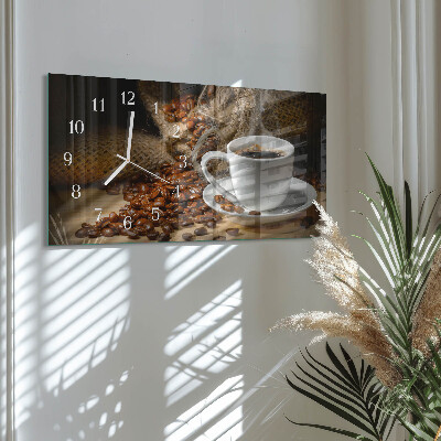 Glazen wandklok rechthoekig Koffie