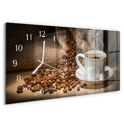 Glazen wandklok rechthoekig Koffie
