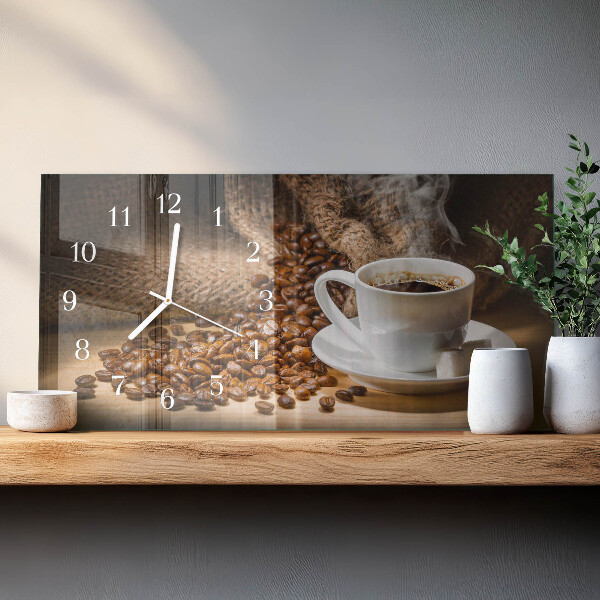 Glazen wandklok rechthoekig Koffie