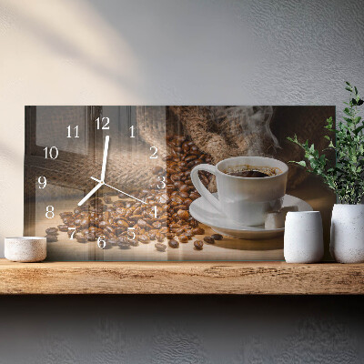 Glazen wandklok rechthoekig Koffie