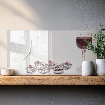 Glazen wandklok rechthoekig Wijnglas