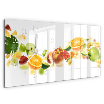 Glazen wandklok rechthoekig Fruitmix