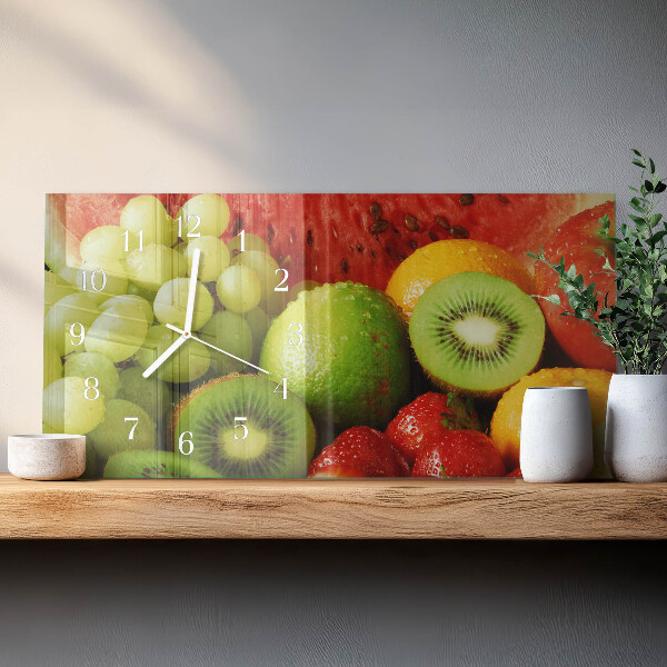 Glazen wandklok rechthoekig Fruit