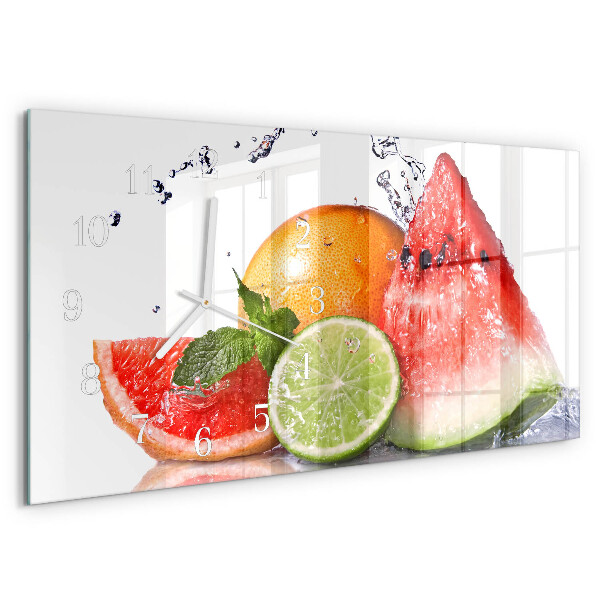 Glazen wandklok rechthoekig Sappig fruit