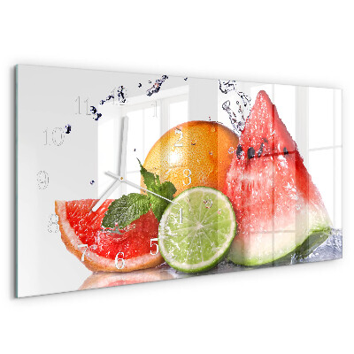Glazen wandklok rechthoekig Sappig fruit