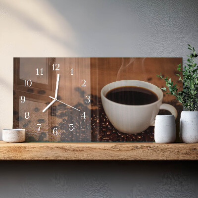 Glazen wandklok rechthoekig Warme koffie