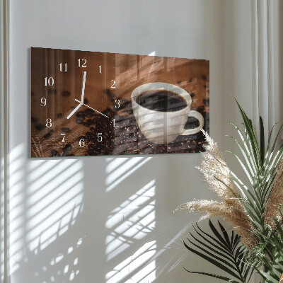 Glazen wandklok rechthoekig Warme koffie