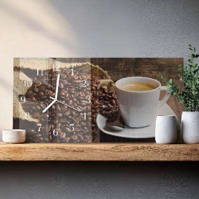 Glazen wandklok rechthoekig Koffie