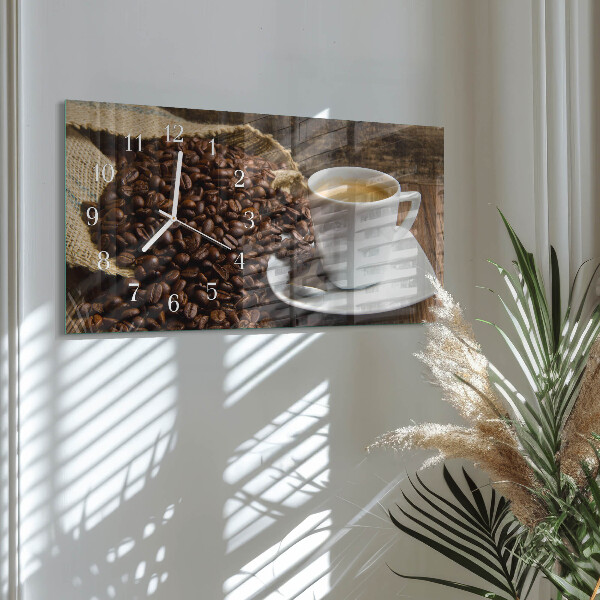 Glazen wandklok rechthoekig Koffie