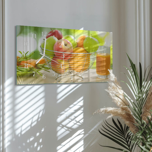 Glazen wandklok rechthoekig Fruit en sap