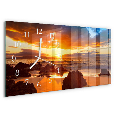 Glazen wandklok rechthoekig Zonsondergang