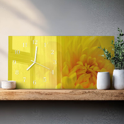 Glazen wandklok rechthoekig Bloem