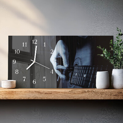 Glazen wandklok rechthoekig Gitarist