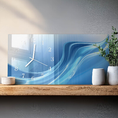 Glazen wandklok rechthoekig Blauwe golven