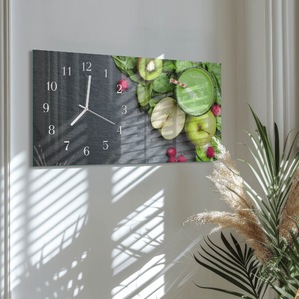 Glazen wandklok rechthoekig Fruitsmoothie